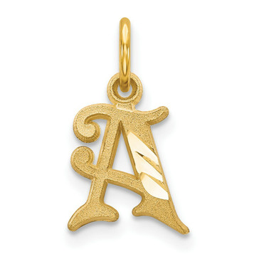 14K Yellow Gold Initial Letter A Charm Pendant - (A86-899)